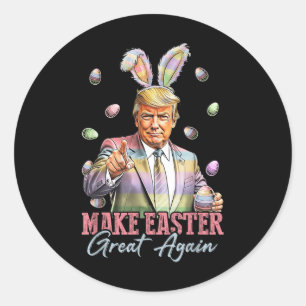 Sticker Rond Bunny Funny Trump Rendre Pâques grand Rabbit H
