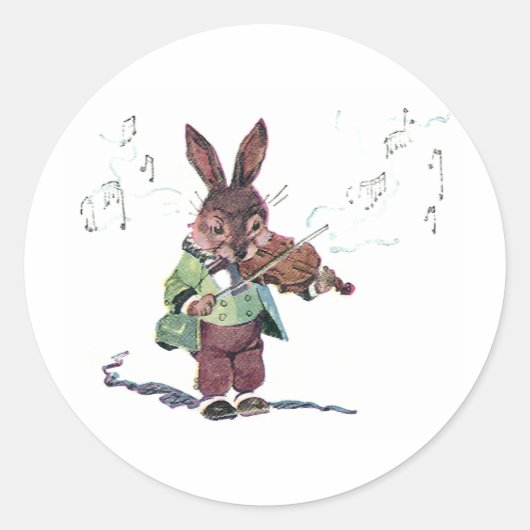 Sticker Rond Bunny Jouer au violon (Devant)