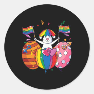 Sticker Rond Bunny Lgbt Q Pride Pâques mignonne Rabbit Ally Gay