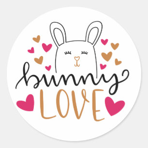 Sticker Rond Bunny Love