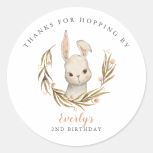 Sticker Rond Bunny Merci D'Avoir Hopping Par Fille Anniversaire