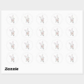 Sticker Rond Bunny Merry Christmas Winter Animals Rabbits (Feuille)