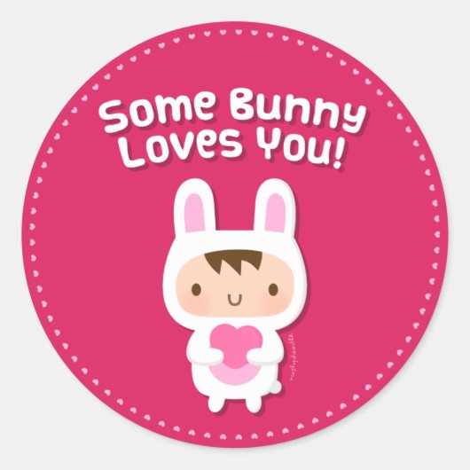 Sticker Rond Bunny mignon Vous Aimez La Confession (Devant)