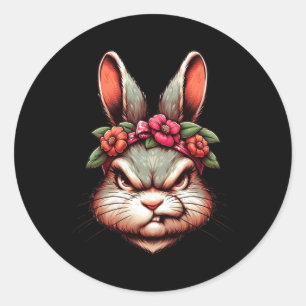 Sticker Rond Bunny Pâques Lapin en colère