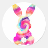 Sticker Rond Bunny Pâques Tie Dye Rabbit Jour de Pâques (Devant)