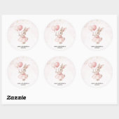 Sticker Rond Bunny Pastel rose Anniversaire (Feuille)