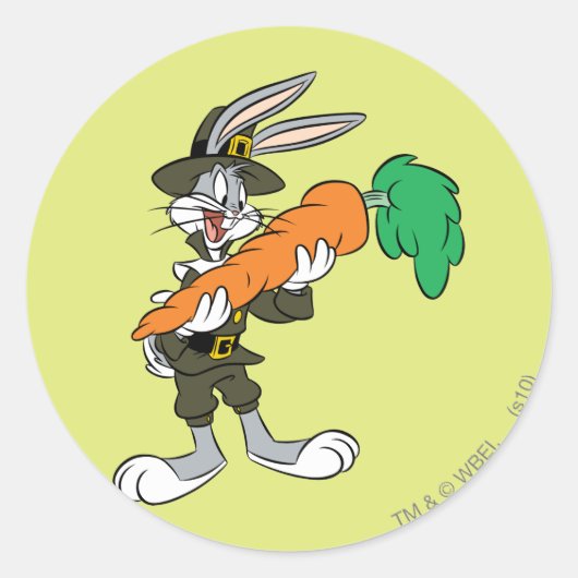 Sticker Rond BUNNY™ Pilgrim Thanksgiving Carrot (Devant)