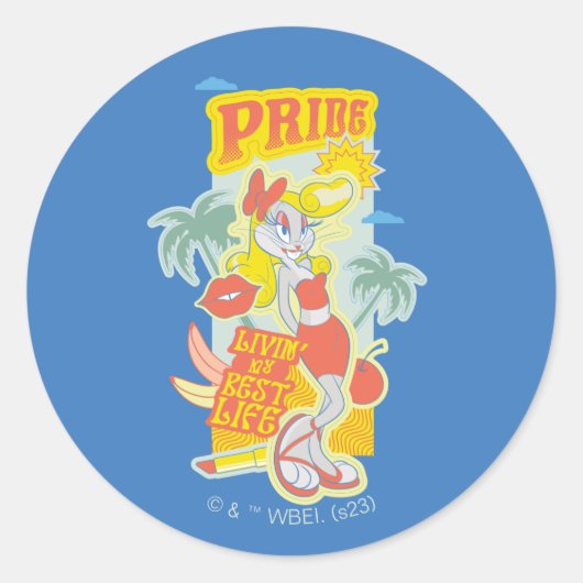 Sticker Rond BUNNY™ Pride - Livin' My Best Life (Devant)