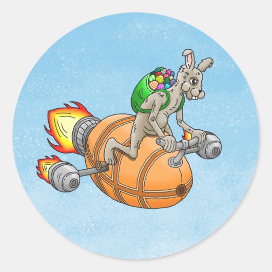 Sticker Rond Bunny Rocket de Pâques (Devant)