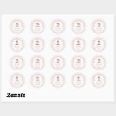 Sticker Rond Bunny Rose Ruban Gingham Baby Shower (Feuille)