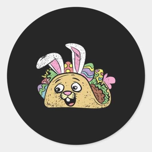 Sticker Rond Bunny Taco Pâques drôle Nourriture Mexicaine Oeuf  (Devant)