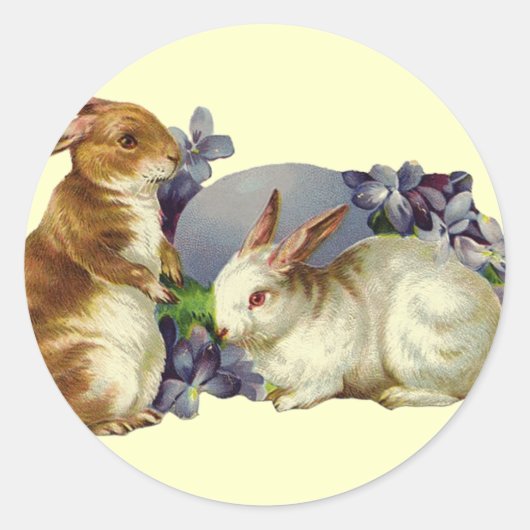 Sticker Rond Bunny vintage de Pâques (Devant)