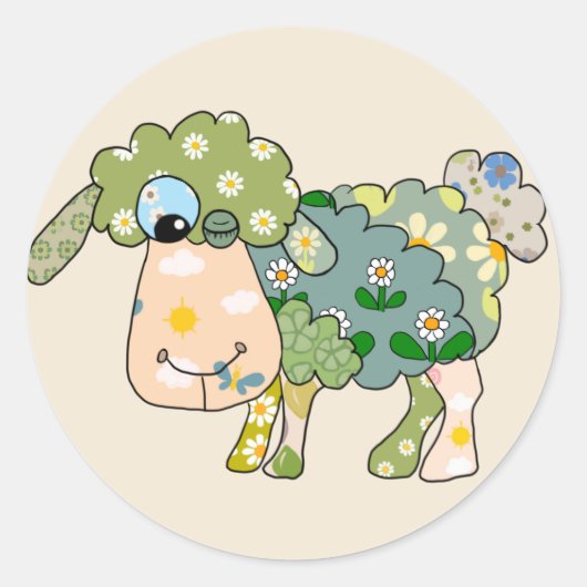 Sticker Rond Buntes Schaf (Devant)