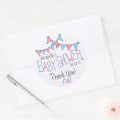 Sticker Rond Bunting pour bébé rose et bleu (Enveloppe)