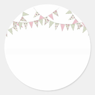 Sticker Rond Bunting - Rose et Vert