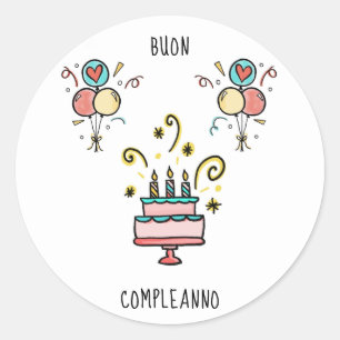 Sticker Rond Buon Compleanno   Joyeux anniversaire