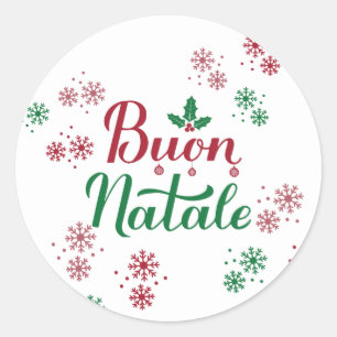 Sticker Rond Buon Natale Italien Joyeux Noël
