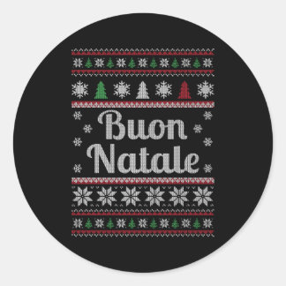 Sticker Rond Buon Natale Italien Vilain Motif