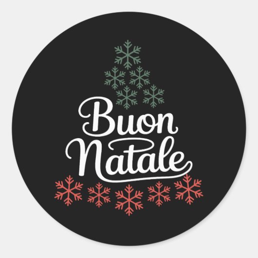 Sticker Rond Buon Natale Italienne Famille de Noël (Devant)