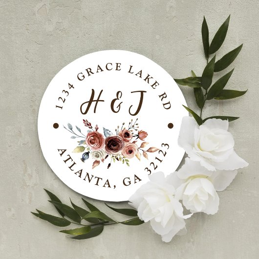 Sticker Rond Burange Orange Terracotta Mariage Adresse de retou