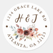 Sticker Rond Burange Orange Terracotta Mariage Adresse de retou (Devant)