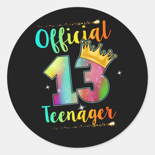 Sticker Rond Bureau Adolescent 13 ans de la Couronne 13e annive (Devant)
