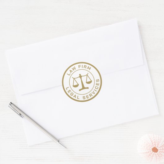 Sticker Rond Bureau du droit | Scales de justice (Enveloppe)