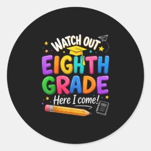 Sticker Rond Bureau rétro heureux premier jour d'école