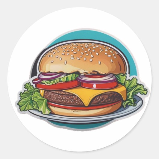 Sticker Rond Burger À Throwback Gourmet : Un Bite Nostalgique (Devant)