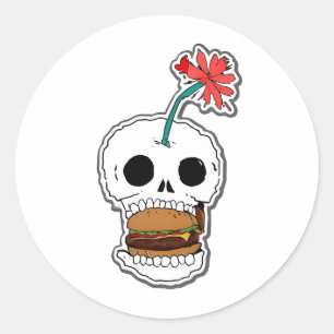 Sticker Rond Burger crâne