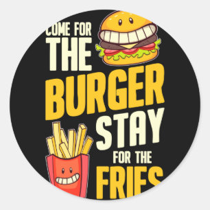 Sticker Rond Burger hamburger viande barbecue - cheeseburger