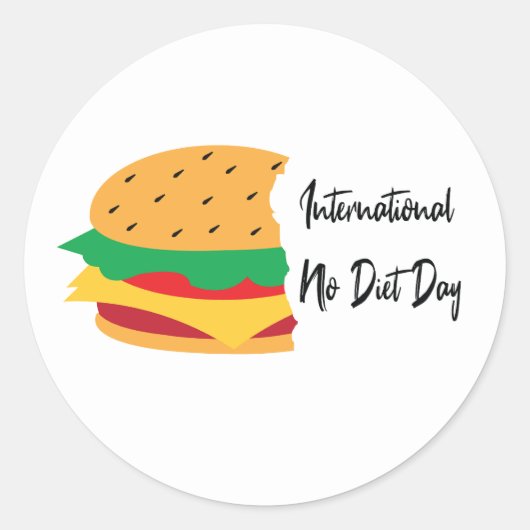 Sticker Rond Burger international No Diet Day (Devant)