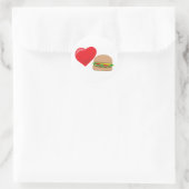 Sticker Rond Burger Love ! Personnalisable : (Sac)