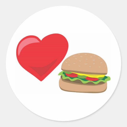 Sticker Rond Burger Love ! Personnalisable : (Devant)