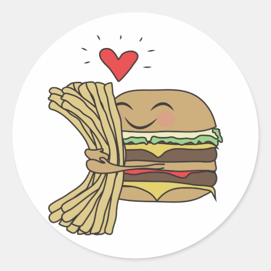 Sticker Rond Burger Loves Fries (Devant)