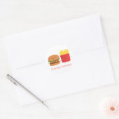 Sticker Rond Burger mignon et frites, amis pour toujours (Enveloppe)