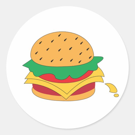 Sticker Rond Burger nourriture pas régime (Devant)