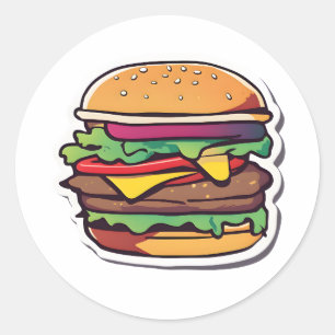 Sticker Rond Burgers multicolores à couches éclatantes 007