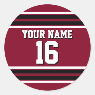 Sticker Rond Burgundy Black Wht Team Jersey Numéro personnalisé