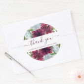 Sticker Rond Burgundy Blue Floral Mariage Merci (Enveloppe)