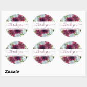 Sticker Rond Burgundy Blue Floral Mariage Merci (Feuille)