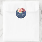 Sticker Rond Burgundy Blush Floral Navy Mariage Merci (Sac)
