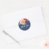 Sticker Rond Burgundy Blush Floral Navy Mariage Merci (Enveloppe)