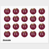Sticker Rond Burgundy Blush Gold Floral Mariage (Feuille)