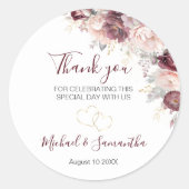 Sticker Rond Burgundy Blush Peony et Mariage Rose (Devant)