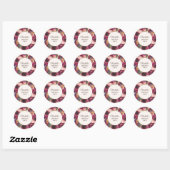 Sticker Rond Burgundy Blush rose Floral fête d'anniversaire (Feuille)