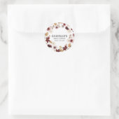 Sticker Rond Burgundy Boho Fête des mariées d'automne (Sac)