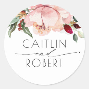 Sticker Rond Burgundy et Blush Floral Fall Rustique