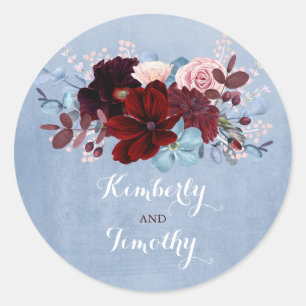 Sticker Rond Burgundy et Dusty Blue