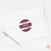 Sticker Rond Burgundy et White Stripes Mariage moderne (Enveloppe)